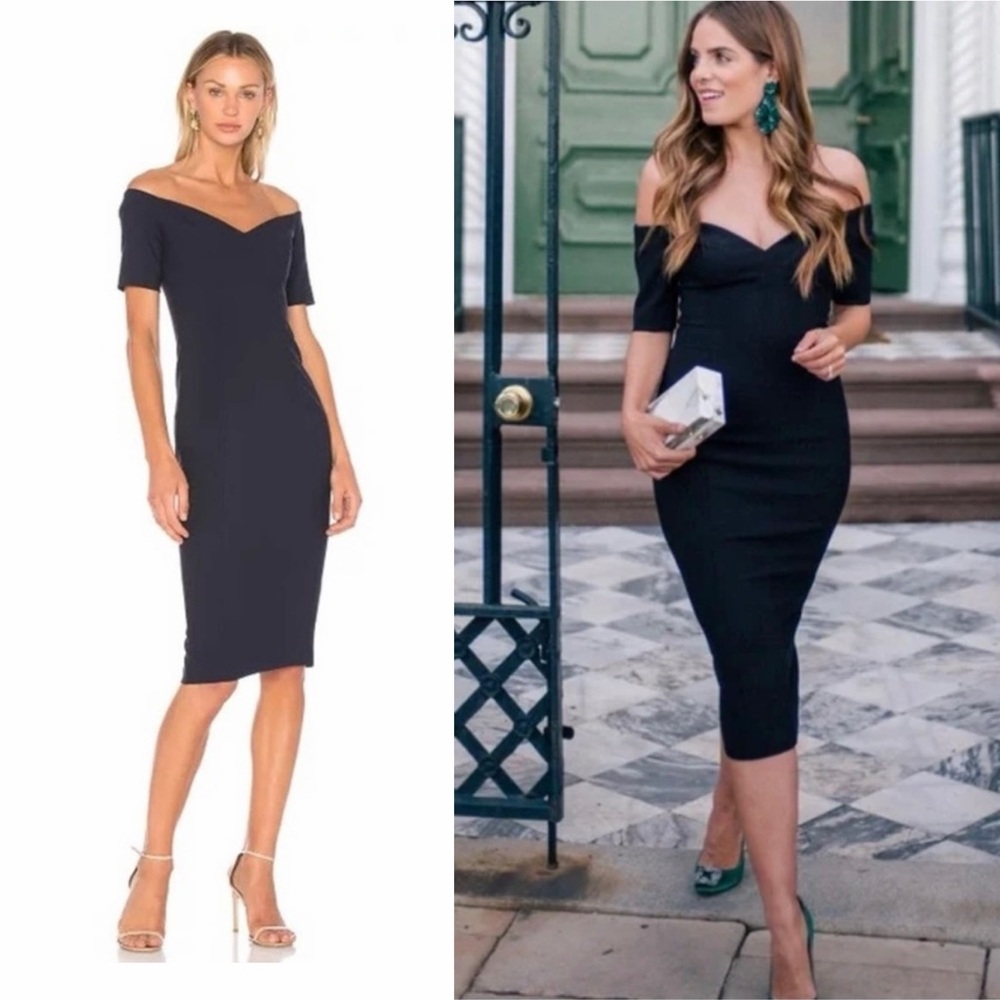 Cinq A Sept Birch Off The Shoulders Dress Navy Blue Size 4